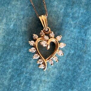 14k Solid Gold Heart Pendant Necklace